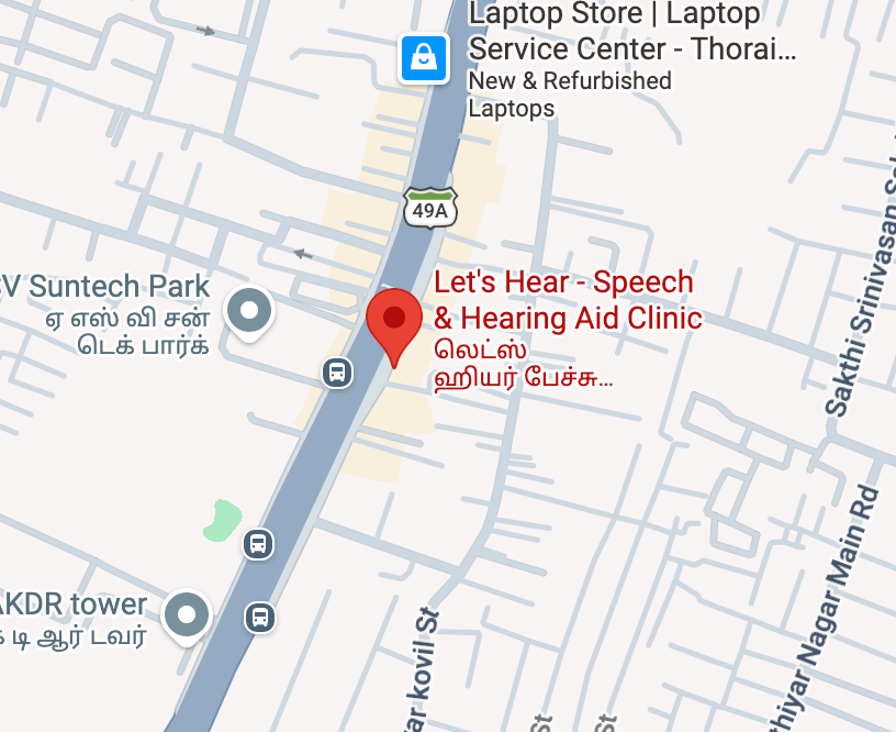 Map to Let's Hear Thoraipakkam clinic